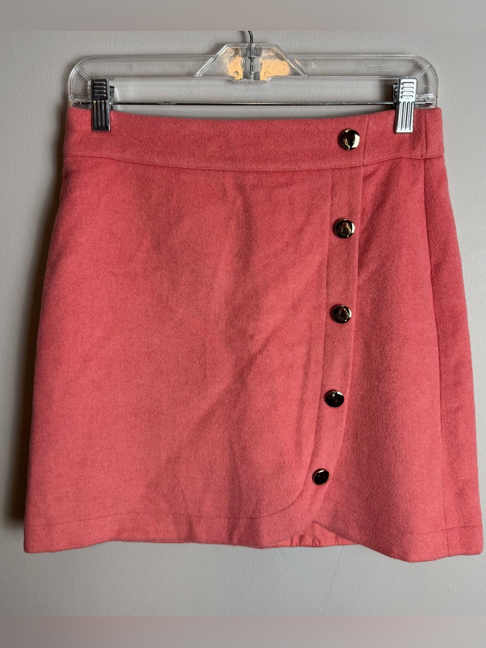 Loft Pink Wool Blend Button Detail Mini Skirt Size 2 Petite